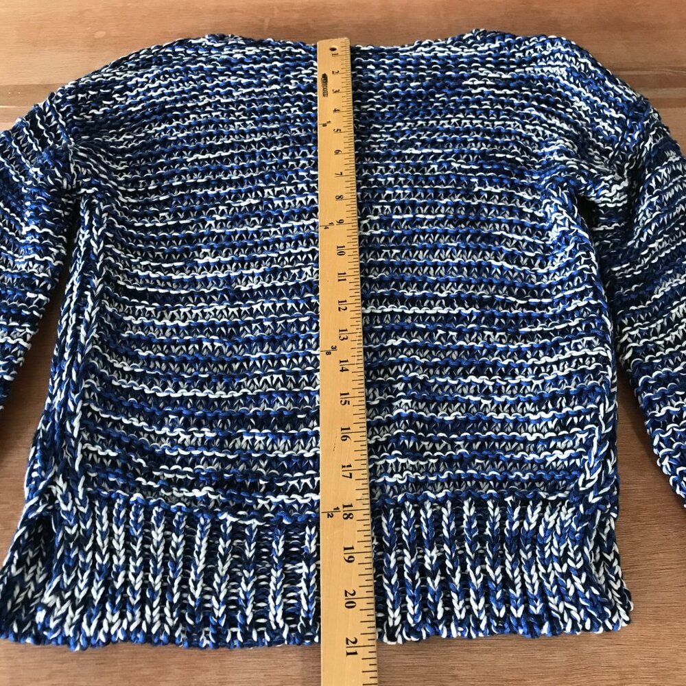 Zara Knit Sweater Women S Blue Striped Marled Chunky Open Knit Long Sleeve 18326 - Picture 4 of 9